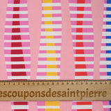 Coton imprimé front de mer fond rose