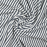Jersey french terry imprimé rayure marine fond blanc cassé