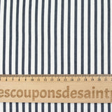 Jersey french terry imprimé rayure marine fond blanc cassé