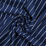 Coton tissé-teint rayé blanc fond bleu marine
