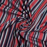 Sergé de viscose tissé-teint à rayures rouges