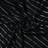 Polyviscose large rayure argent fond noir