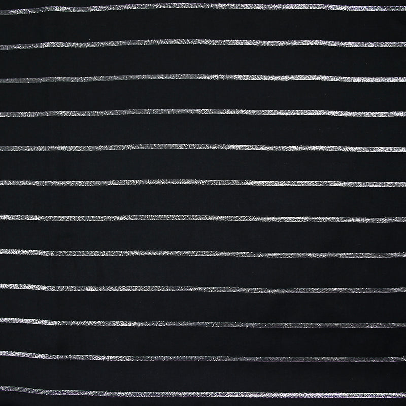 Polyviscose large rayure argent fond noir