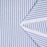 Coton tissé teint rayure bleue fond blanc