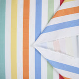 Coton imprimé rayure multicolore fond blanc