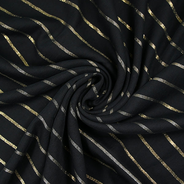 Polyviscose large rayure dorée fond noir