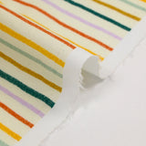 Coton imprimé rayures multicolore fond écru