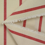 Toile de coton rayure rouge fond écru