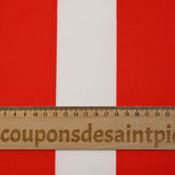 Satin de coton imprimé rayure rouge fond blanc