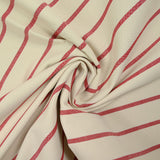 Toile de coton rayure rouge fond écru