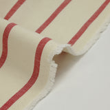 Toile de coton rayure rouge fond écru