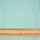 Coton tissé teint rayure verte fond blanc