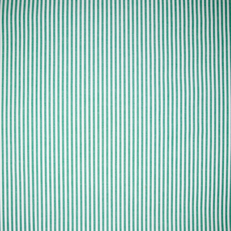Coton tissé teint rayure verte fond blanc