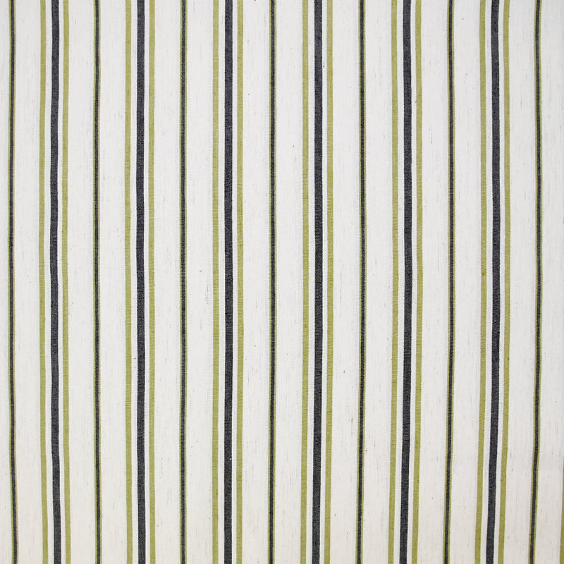 Coton élasthanne tissé teint rayure verte et bleue fond beige chiné