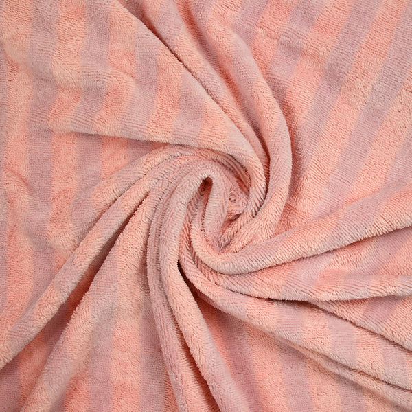 Tissu éponge bambou rayure rose et mauve vendu au mètre