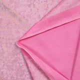 Jersey printed with holographic silver polka dots, candy pink background