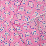 Algodón indio estampado Radha fondo azul rosa