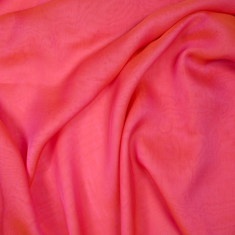 Mousseline 100% soie unie rose changeant orange
