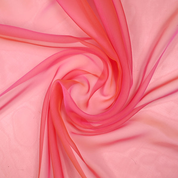 Mousseline 100% soie unie rose changeant orange