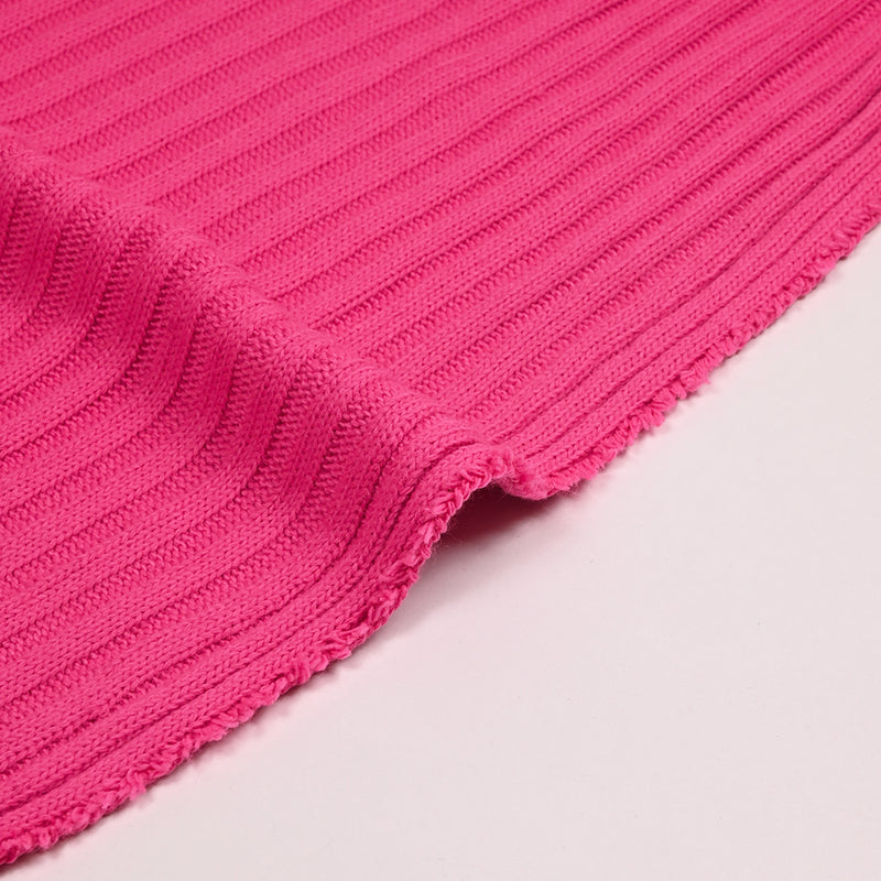 Maille côtelée Elisa rose fuchsia