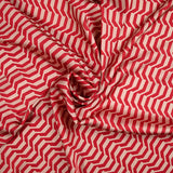 Polyester imprimé graphique raffiné rouge fond beige