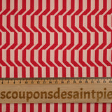 Polyester imprimé graphique raffiné rouge fond beige