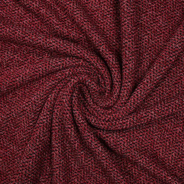Maille tricot chevrons métallisée doré fond framboise