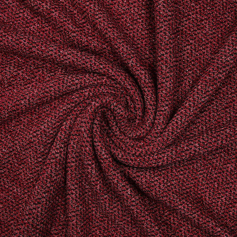 Maille tricot chevrons métallisée doré fond framboise