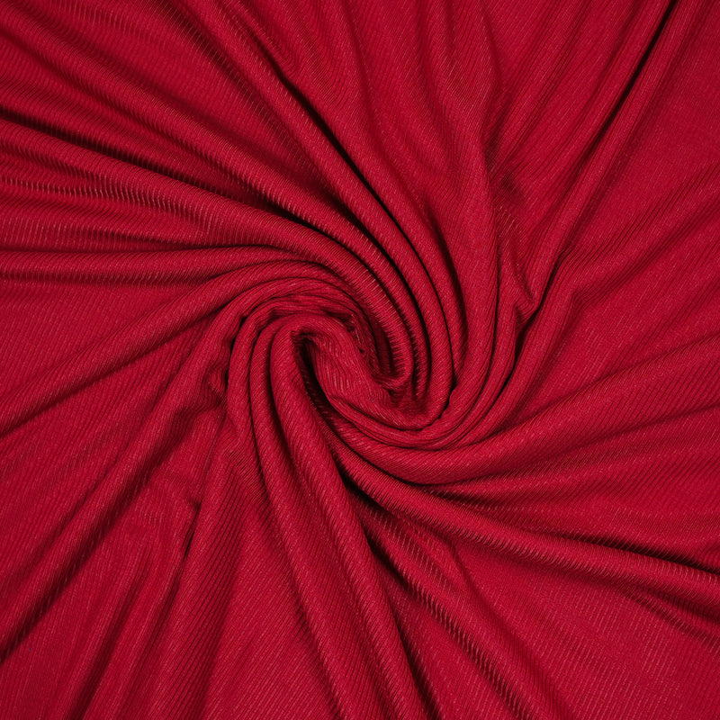 Maille côtelée polyester fine rouge