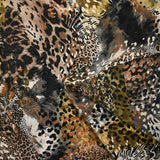 Mousseline imprimée esprit savane fond marron