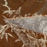 Viscose imprimée nature sauvage écru et effet sergé marron fond noisette