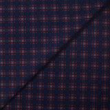 Maille fine imprimée à carreaux rouge fond marine