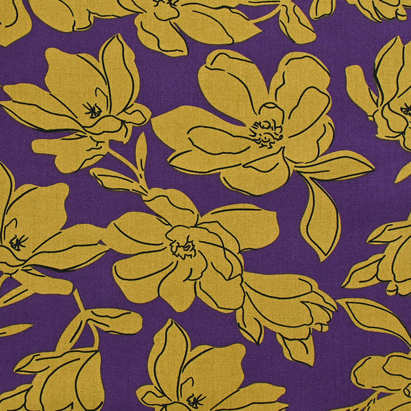 Viscose imprimée folie des fleurs fond violet