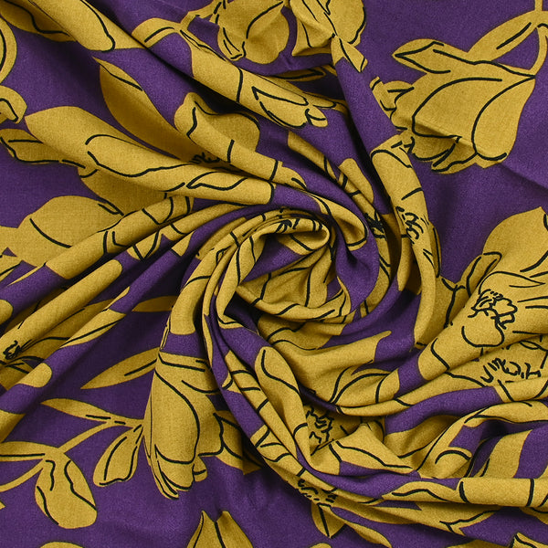 Viscose imprimée folie des fleurs fond violet