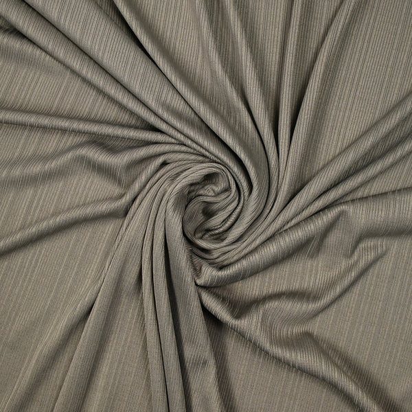 Maille côtelée polyester fine taupe