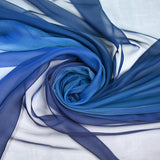 Mousseline 100% Silk Tie & Dye Bleu Nuitre and Bleu Petrole