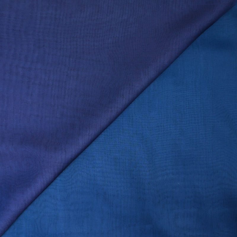 Mousseline 100% Silk Tie & Dye Bleu Nuitre and Bleu Petrole
