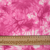 Satin de coton élasthanne tie and dye rose
