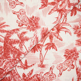 Coton tissé aspect lin imprimé balade tigrée rouge fond blanc