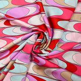 Satin de polyester psychédélique rose violet et bleu ciel