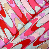 Satin de polyester psychédélique rose violet et bleu ciel