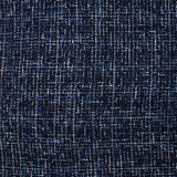 Tweed de polyester blanc et bleu ciel fond bleu marine