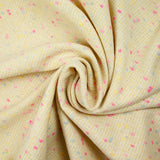 Wool blend tweed pink and blue confetti yellow background