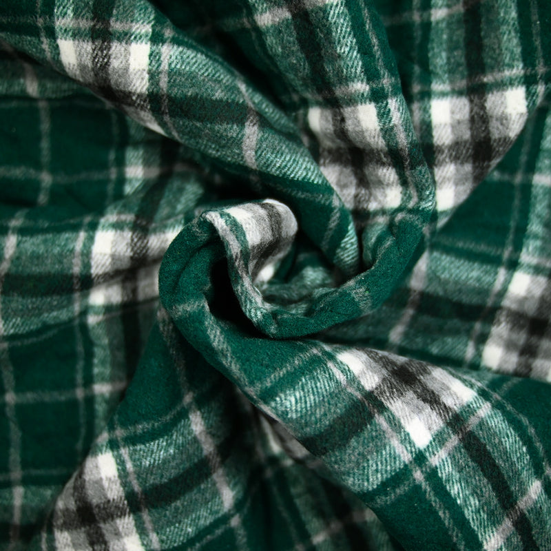 Flanelle matelassée à carreaux Adèle vert bouteille