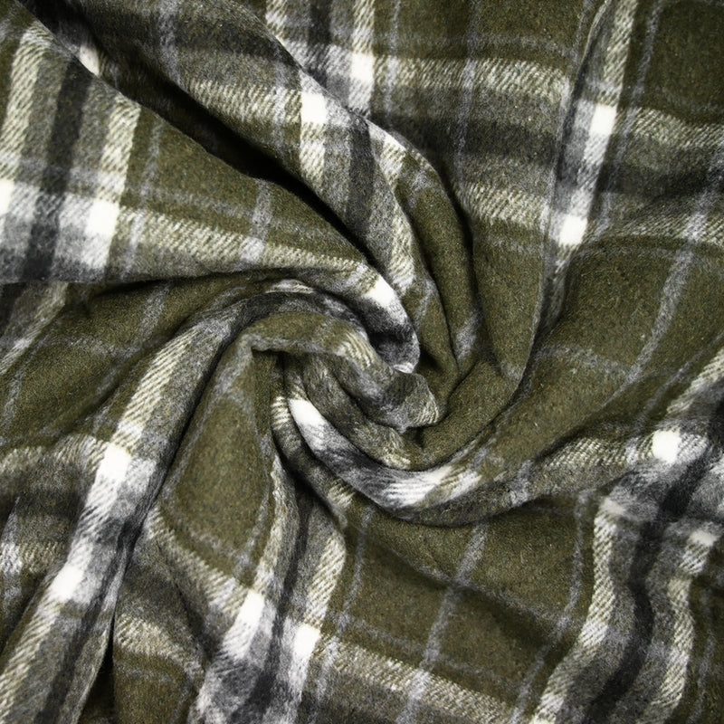 Flanelle matelassée à carreaux Adèle kaki