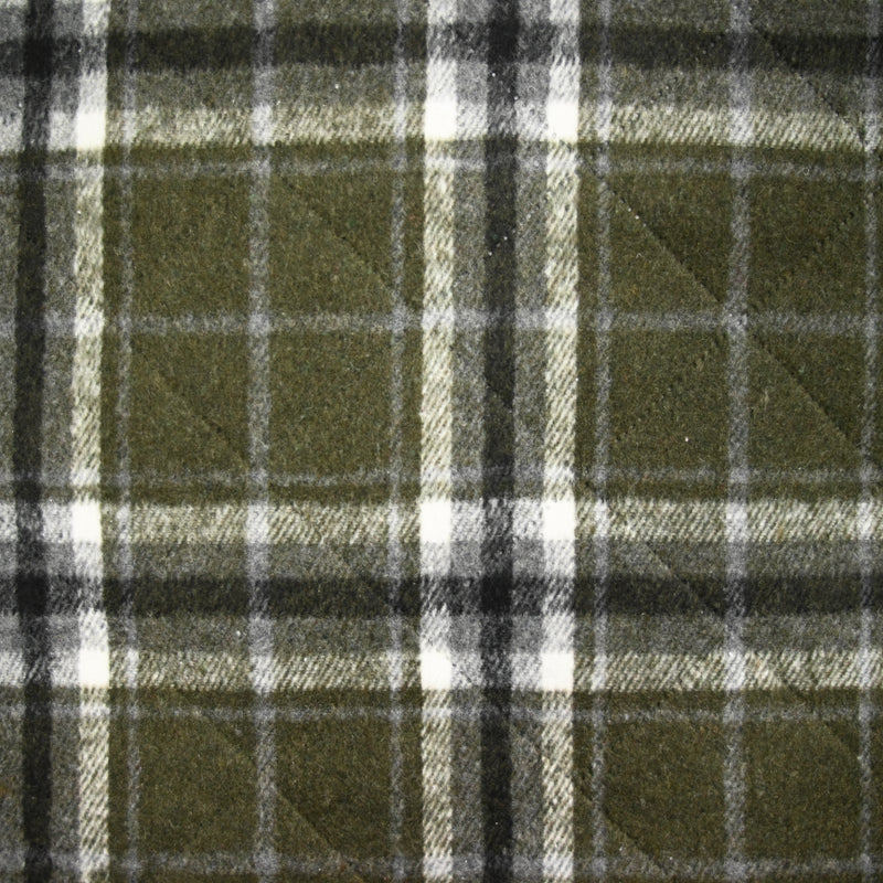 Flanelle matelassée à carreaux Adèle kaki