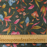 Jacquard polyester lamé champêtre fond vert bouteille