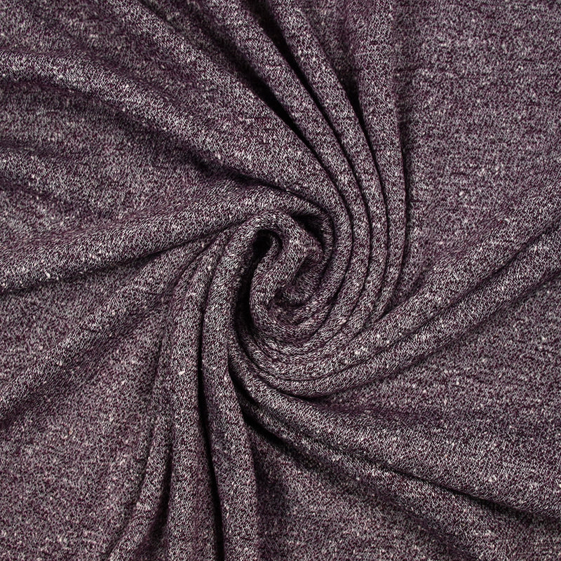 Maille de polyester chinée et mouchetée violine