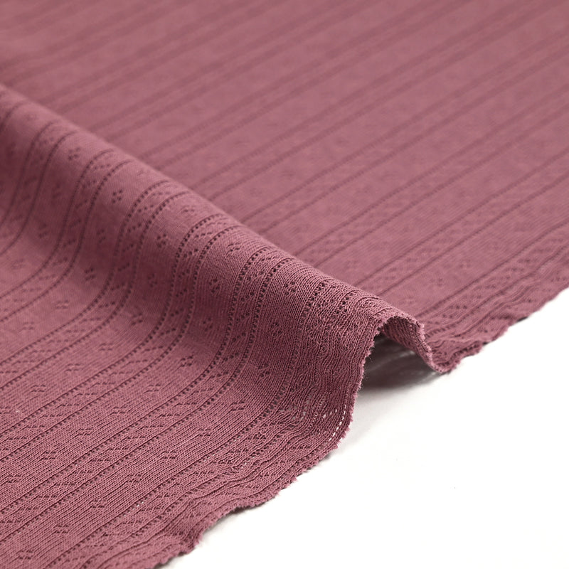 Jersey pointelle 100% coton prune