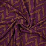 Viscose imprimée chevrons violet fond marron
